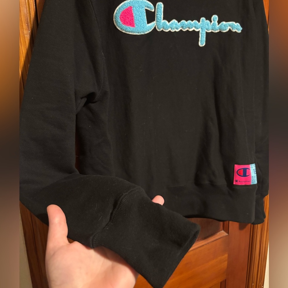 CHAMPION VINTAGE Black Reverse Weave Crewneck Pullover Sweater Adult Size Medium - Picture 5 of 6